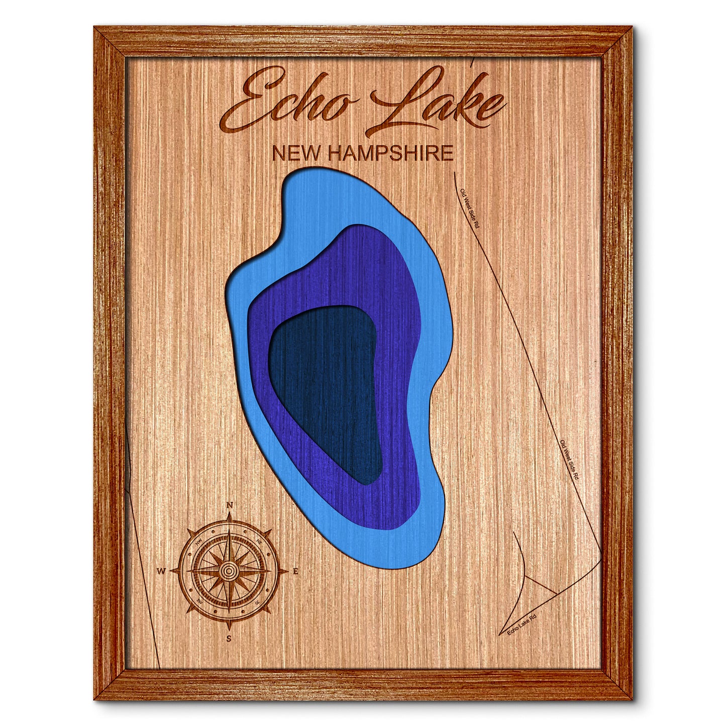 Echo Lake, New York Depth Map - Any Lake, Pond, or Reservoir, Home Decor, Wall Art, wall decor