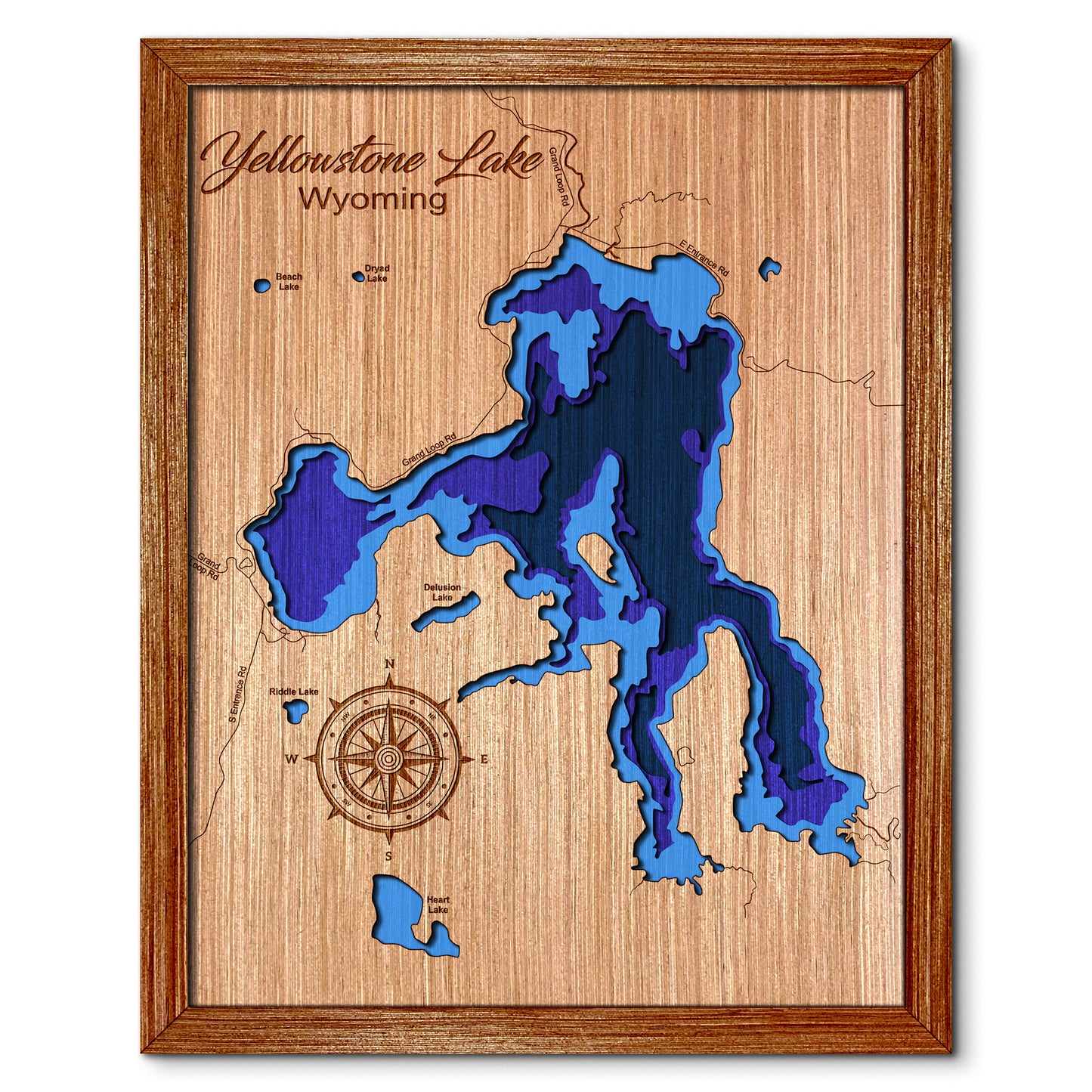 Yellowstone Lake, Wyoming Depth Map - Any Lake, Pond, or Reservoir, Home Decor, Wall Art, Wall Decor