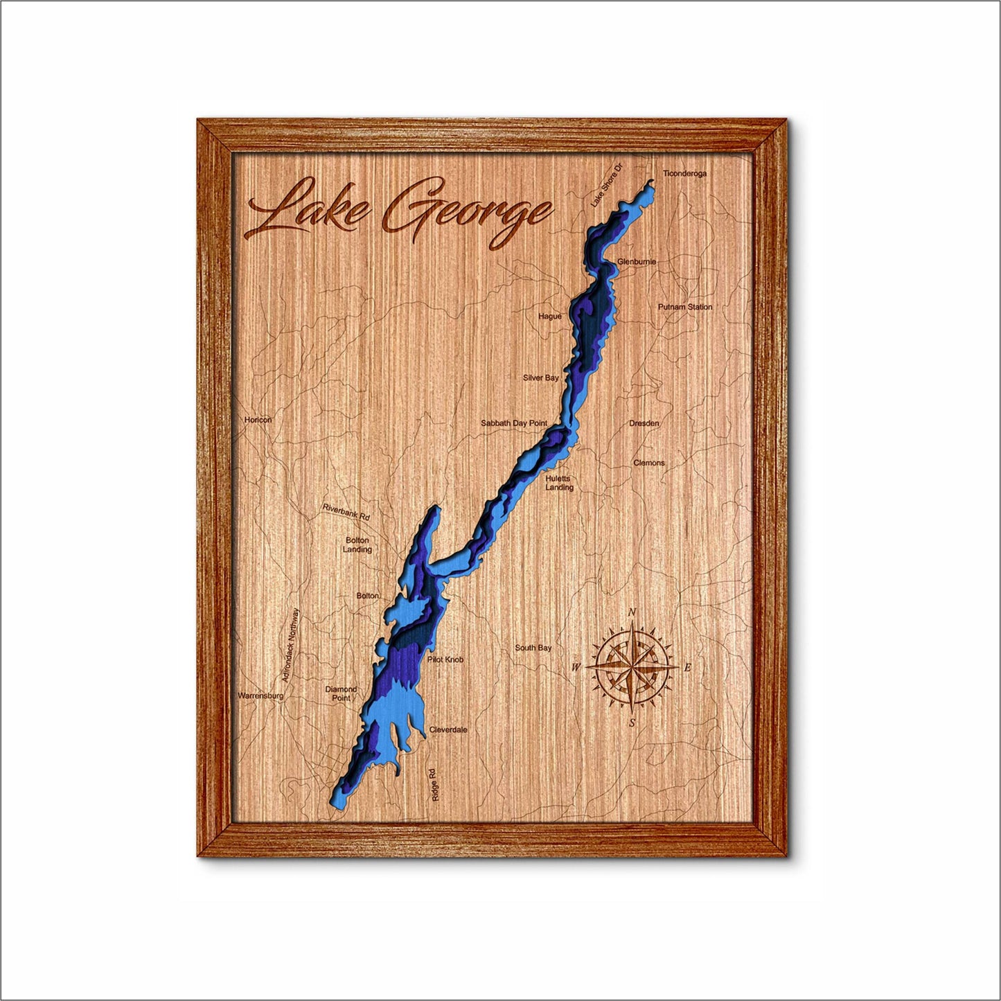 Lake George, New York Depth Map - Any Lake, Pond, or Reservoir, Home Decor, Wall Art, Wall Decor