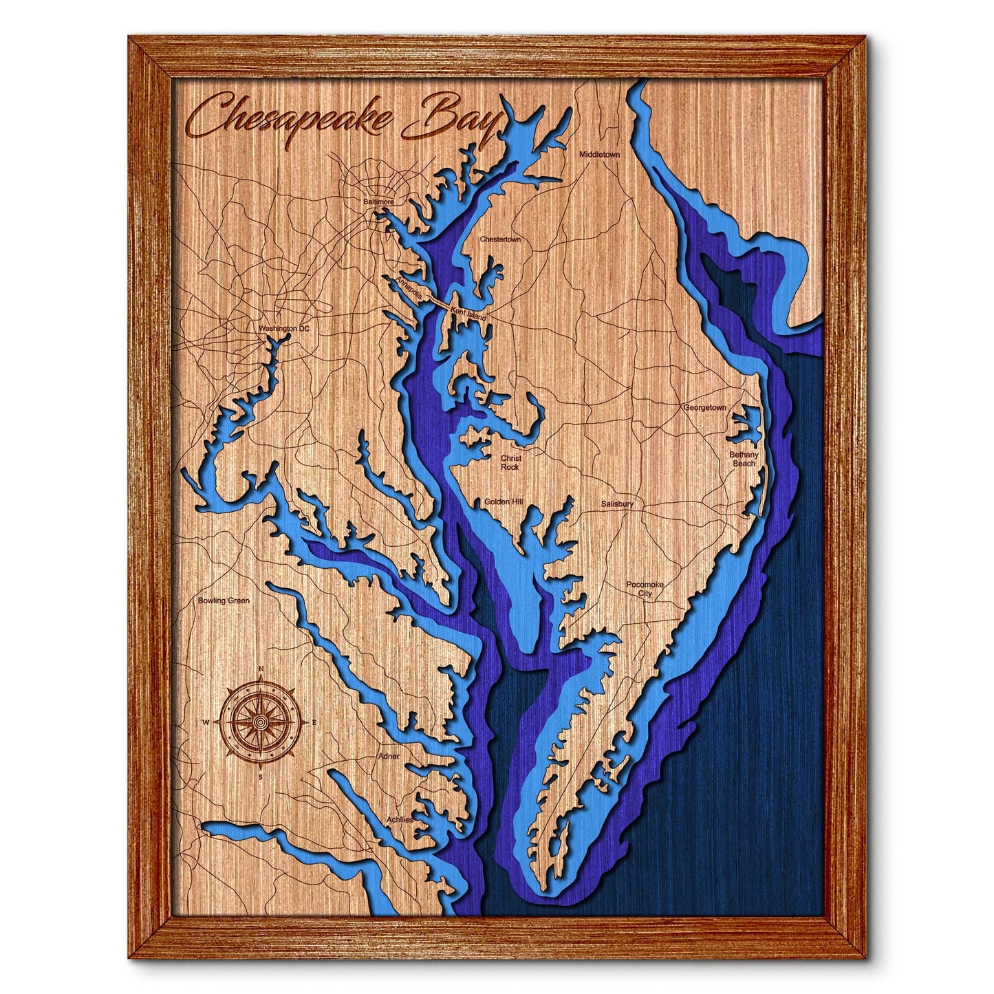 Chesapeake Bay Lake Depth Map - Any Lake, Pond, or Reservoir, Home Decor, Wall Art, wall decor