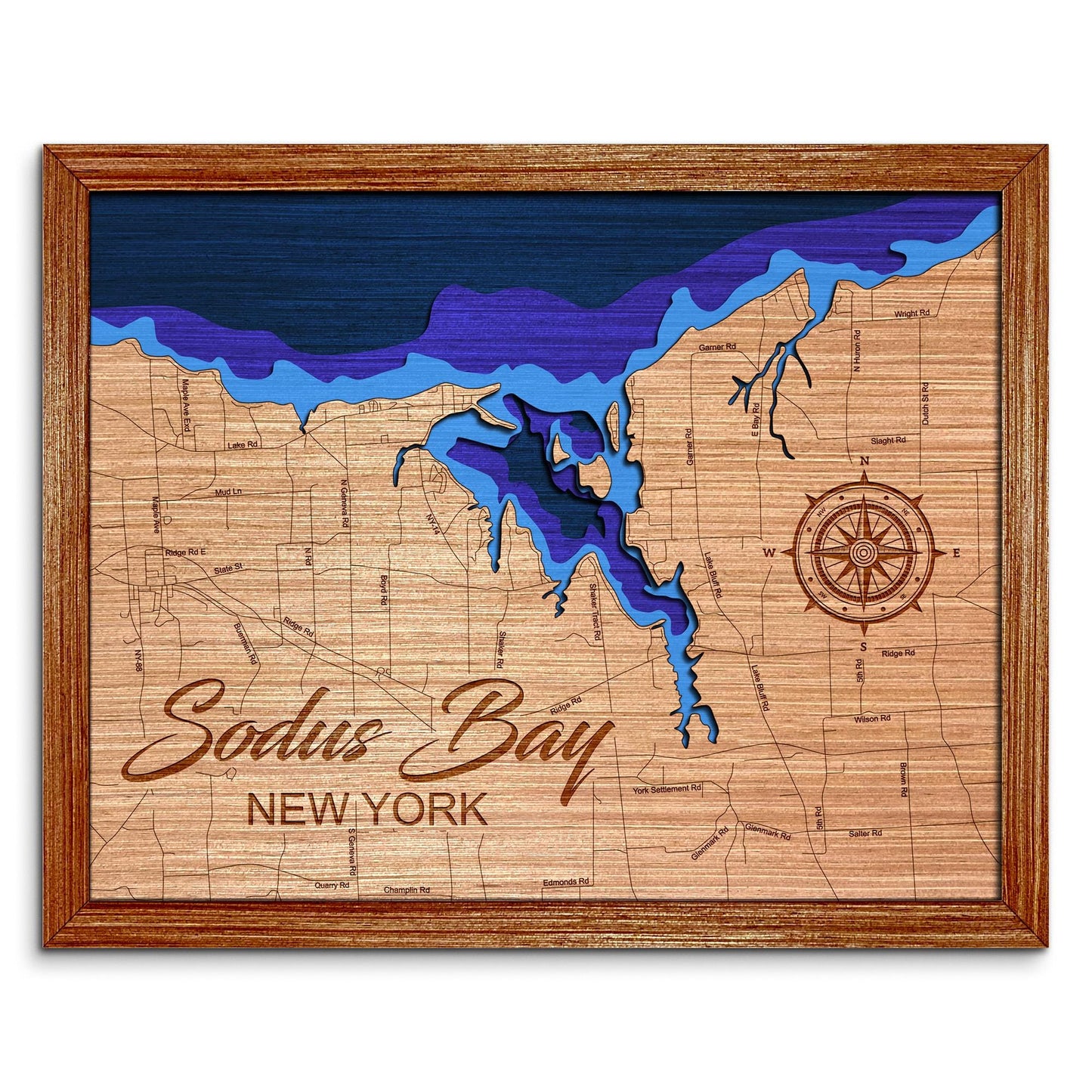 Sodus Bay, New York Depth Map - Any Lake, Pond, or Reservoir, Home Decor, Wall Art, wall decor