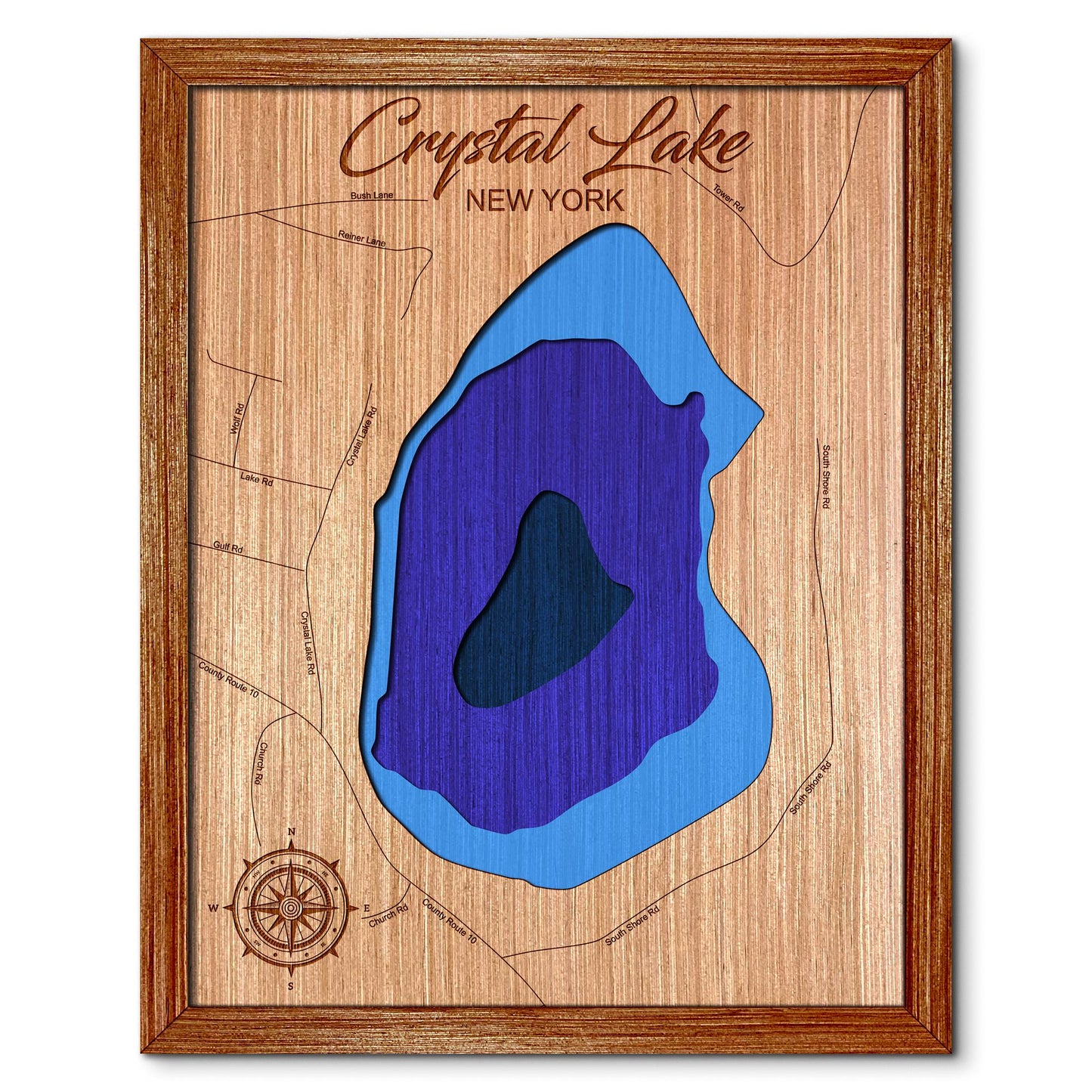 Crystal Lake, Rensselaerville New York Depth Map - Any Lake, Pond, or Reservoir - Unique Home Decor, Wall Art