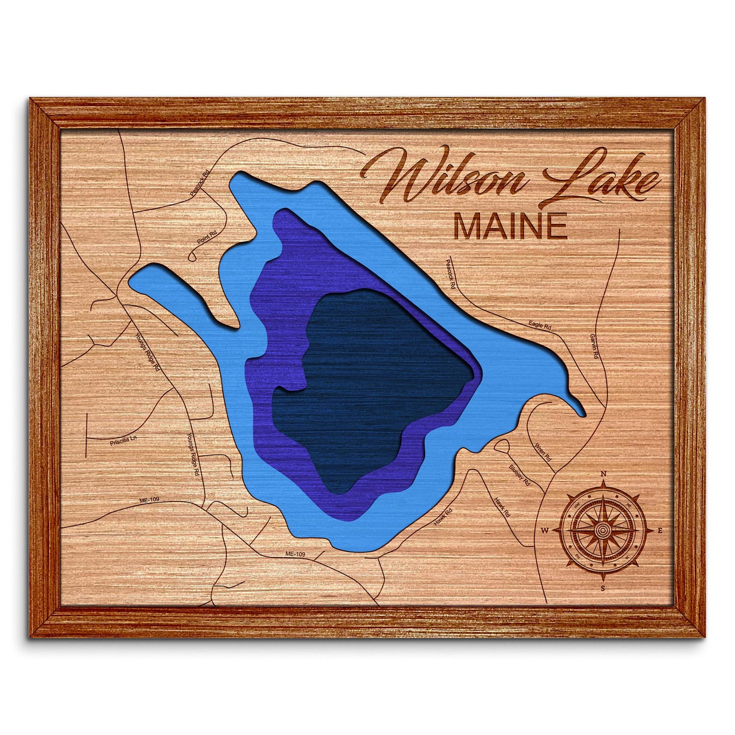 Wilson Lake, Maine Depth Map - Any Lake, Pond, or Reservoir - Unique Home Decor, Wall Art