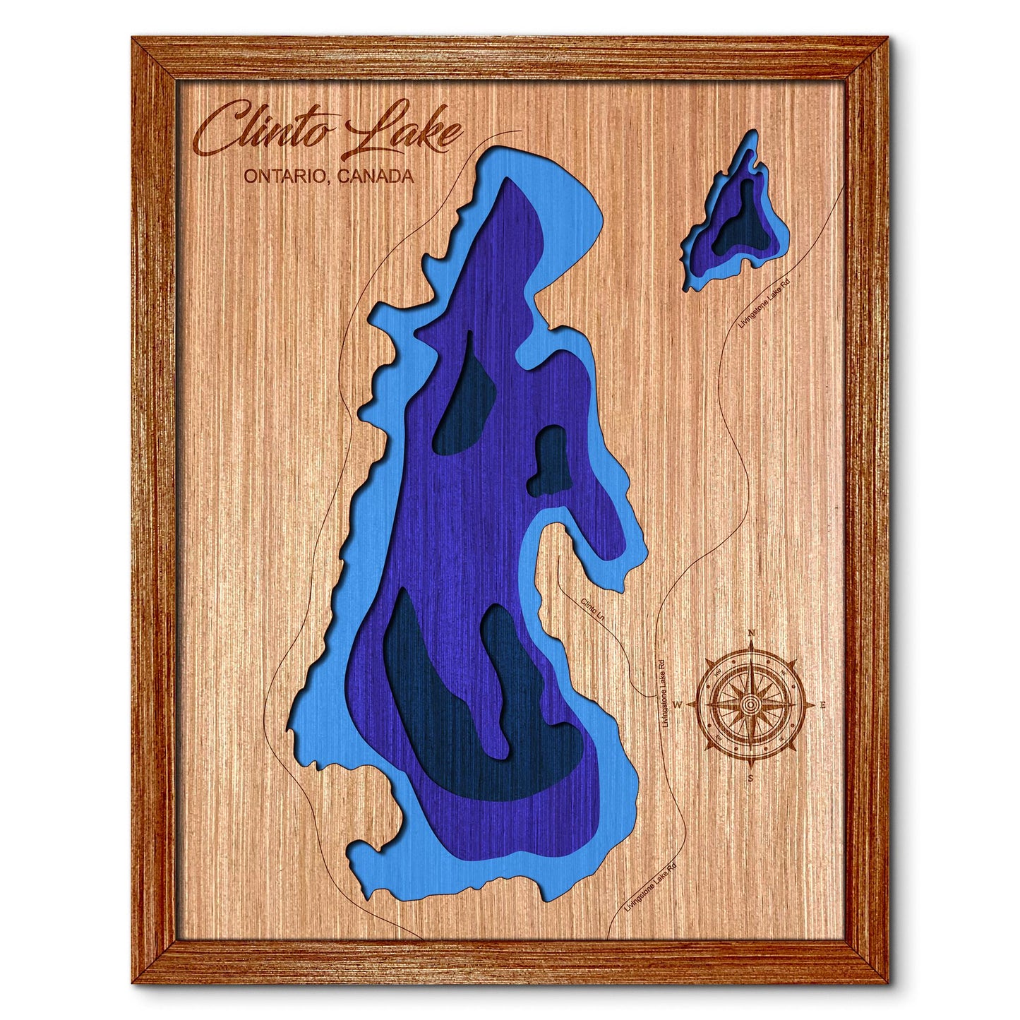 Clinto Lake Ontario, Canada Depth Map - Any Lake, Pond, or Reservoir - Unique Home Decor, Wall Art