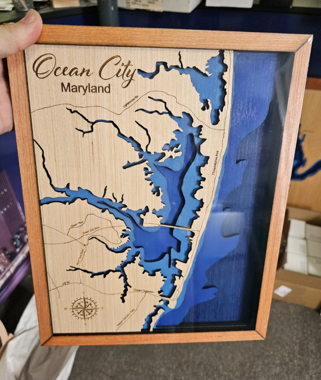 Ocean City Maryland 3D topographical map.