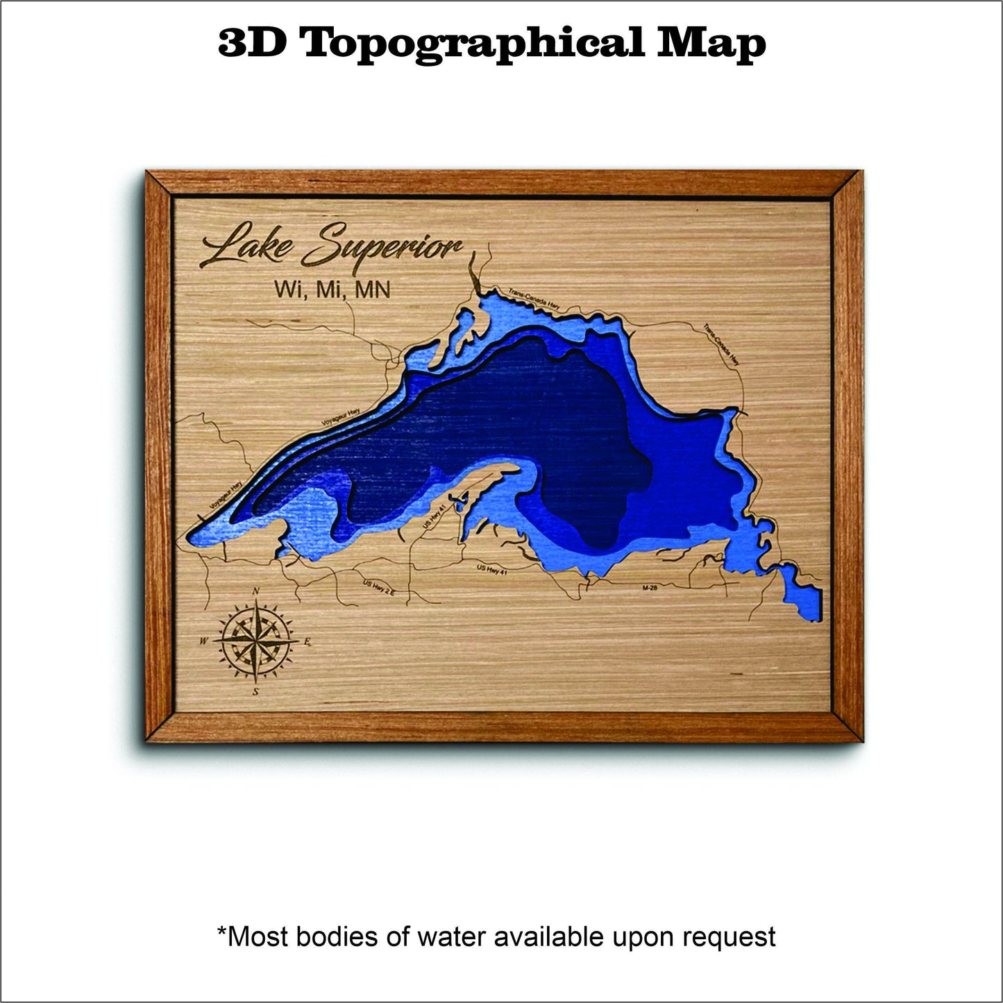 Lake Superior 3D topographical map. lake house decor. custom lake map. nautical decor. wall art. handmade decor