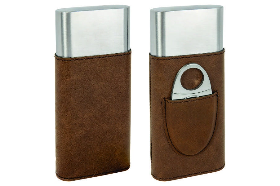 Custom leather Cigar Case. Personalized holder, laser engraved, great for groomsman, birthday, anniversary, wedding, and Father's day