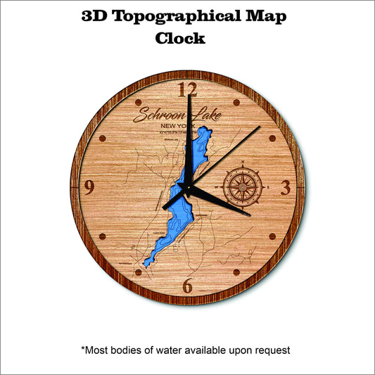 Schroon Lake in New York 3D topographical map clock