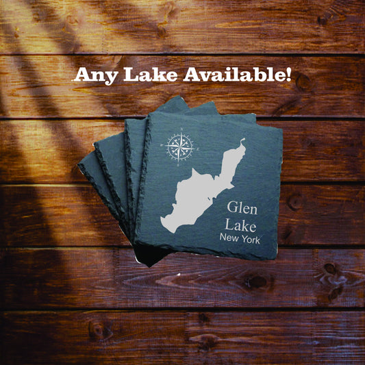 Glen Lake in New York Slate coasters. Set of 4! FREE SHIPPING.