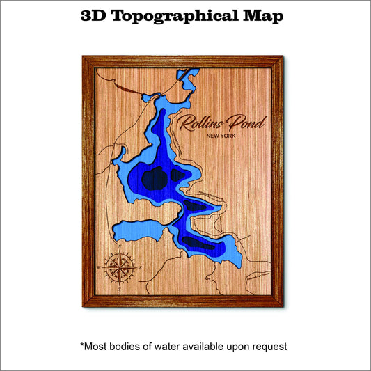 Rollins Pond in New York 3D Topographical Map
