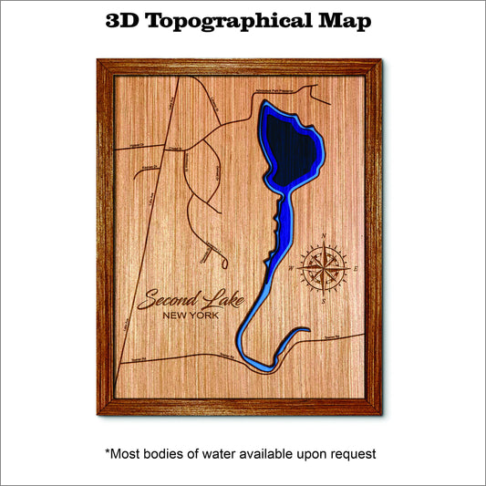 Second Lake (Warren County) in New York 3D Topographical Map