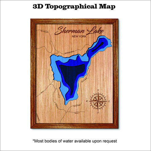 Sherman Lake in New York 3D Topographical Map