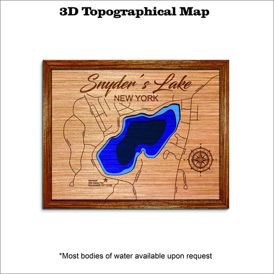 Snyders Lake in New York 3D Topographical Map