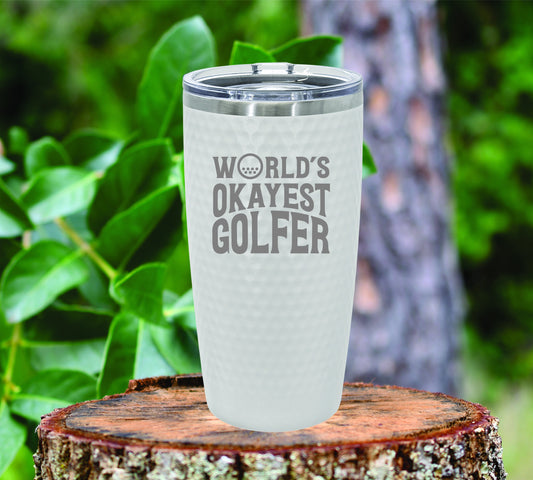 World's Okayest Golfer. golf insulated tumbler drinkware. FREE SHIPPING