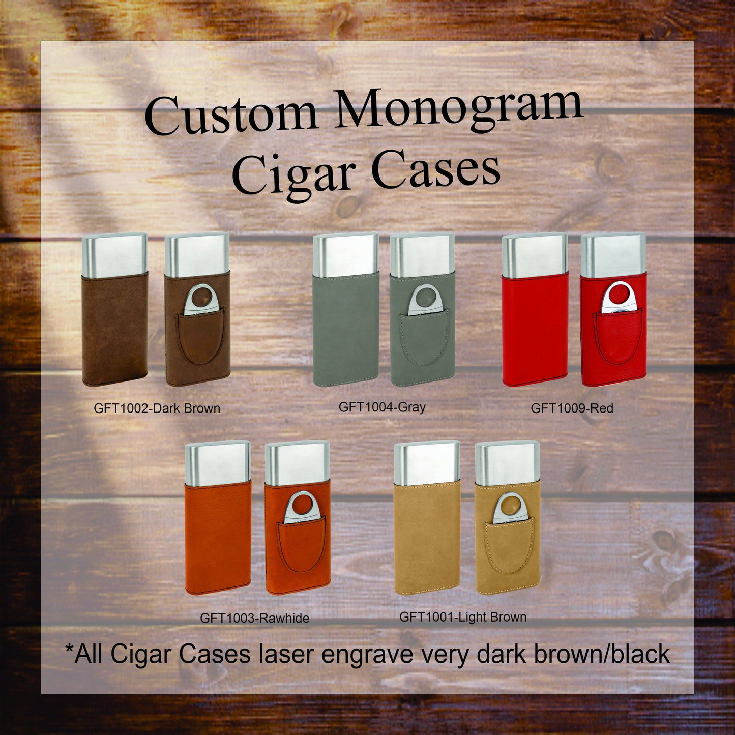 Custom leather Cigar Case. Personalized holder, laser engraved, great for groomsman, birthday, anniversary, wedding, and Father's day