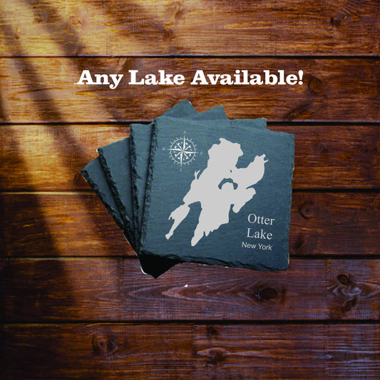 Otter Lake Slate coasters. Set of 4! FREE SHIPPING. Great for the lake house or cabin, fishing spot, or camping