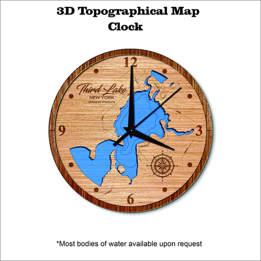 Third Lake in New York 3D topographical map clock