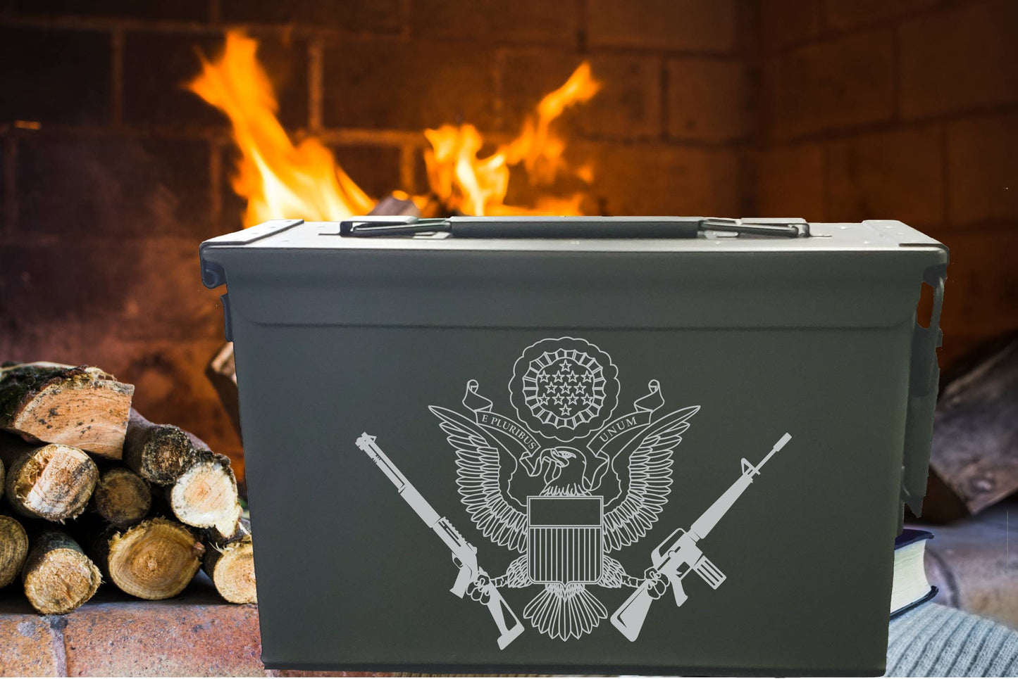 Eagle and Guns Custom laser engraved Ammo Box. Groomsman gift, Father's Day gift, gift for hunter. Gift for men. Gift for Dad