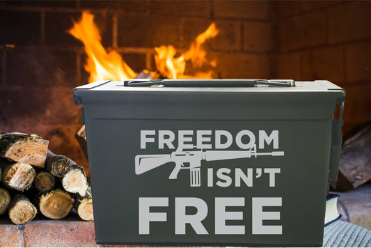 Freedom Isn't Free Custom laser engraved Ammo Box. Groomsman gift, Father's Day gift, gift for hunter. Gift for men. Gift for Dad