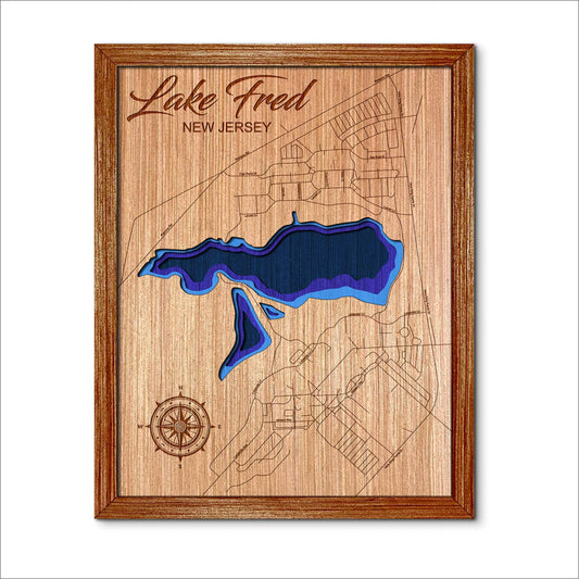 Lake Fred in New Jersey 3D topographical map