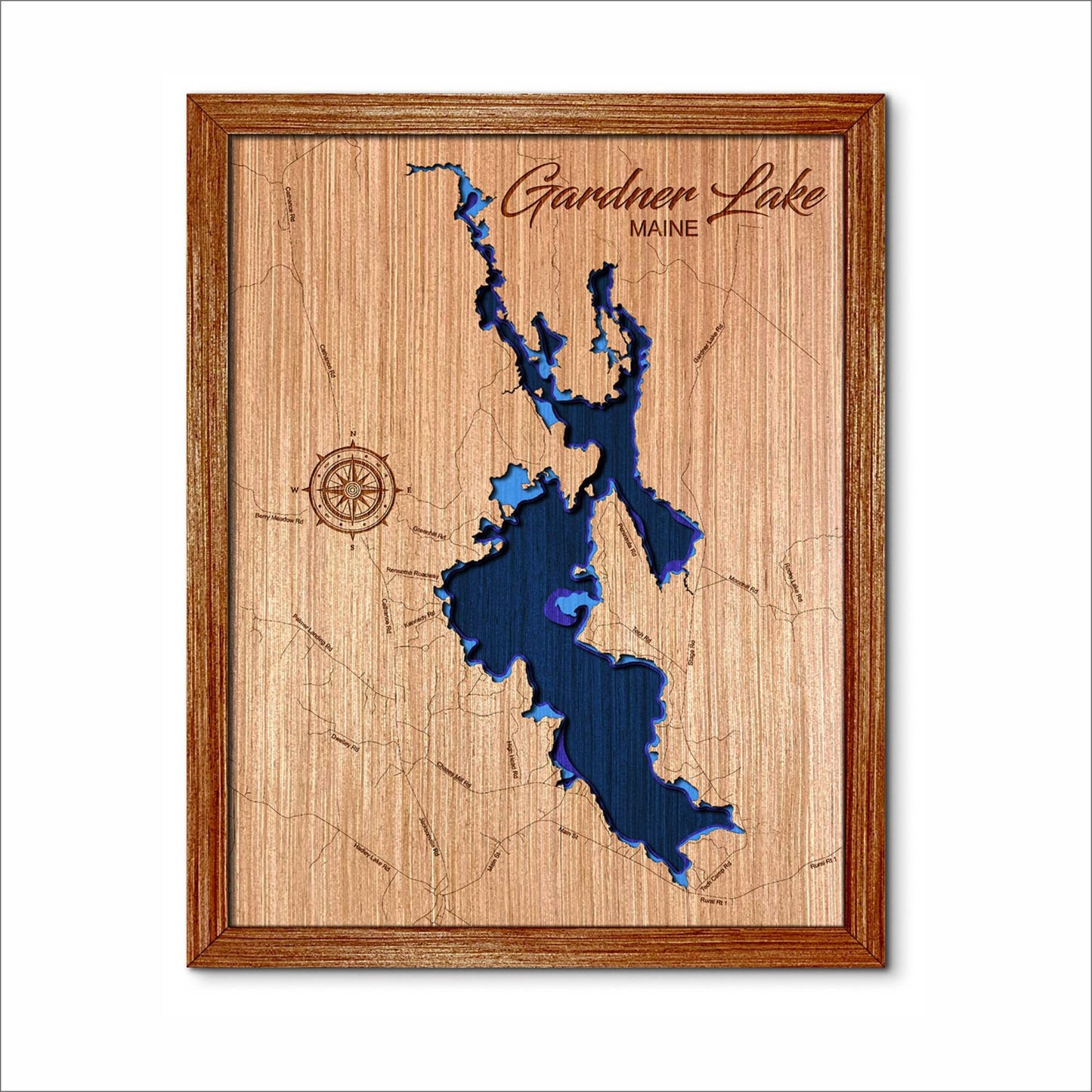 Gardner Lake in Maine 3D topographical map