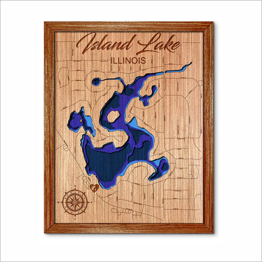Island Lake in Illinois 3D topographical map