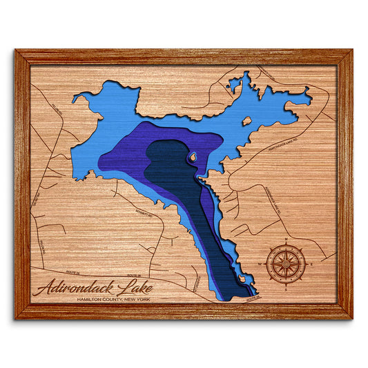 Adirondack Lake, New York Depth Map - Any Lake, Pond, or Reservoir - Unique Home Decor, Wall Art