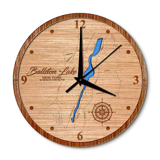 Ballston Lake, New York Map Clock - Any Lake, Pond, or Reservoir - Unique Home Decor