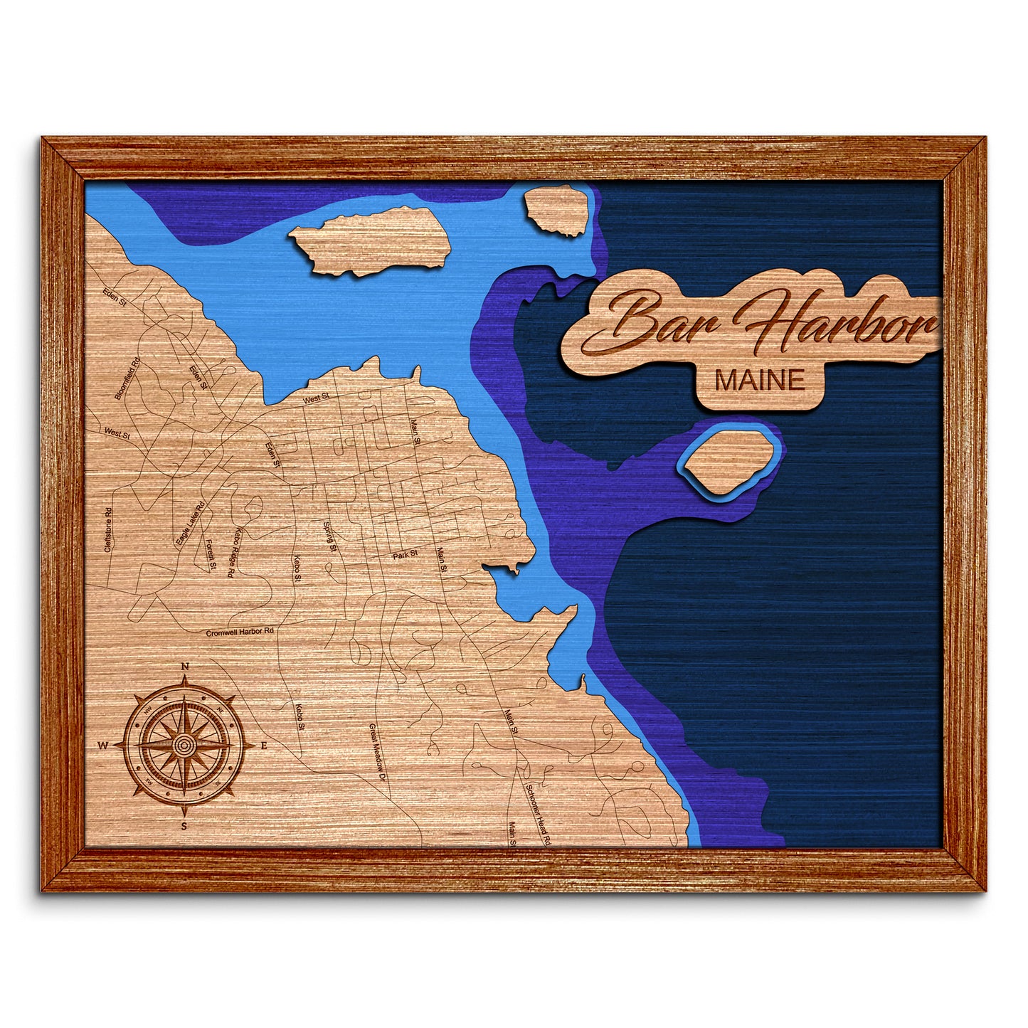 Bar Harbor, Maine Depth Map - Any Lake, Pond, or Reservoir, Home Decor, Wall Art, wall decor