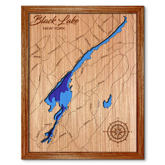 Black Lake, New York Depth Map - Any Lake, Pond, or Reservoir, Home Decor, Wall Art, wall decor