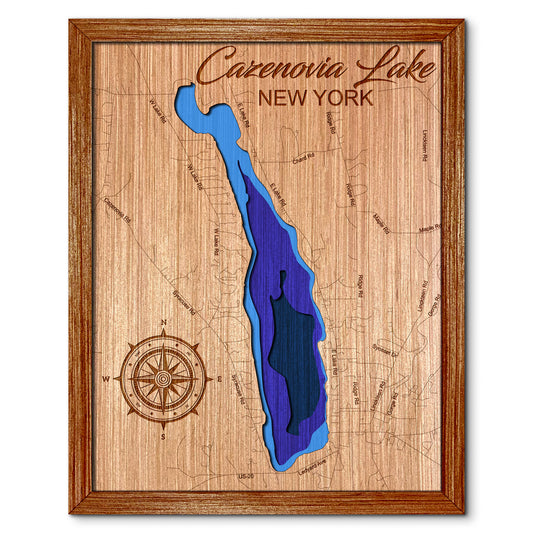 Cazenovia Lake, New York Depth Map - Any Lake, Pond, or Reservoir - Unique Home Decor, Wall Art