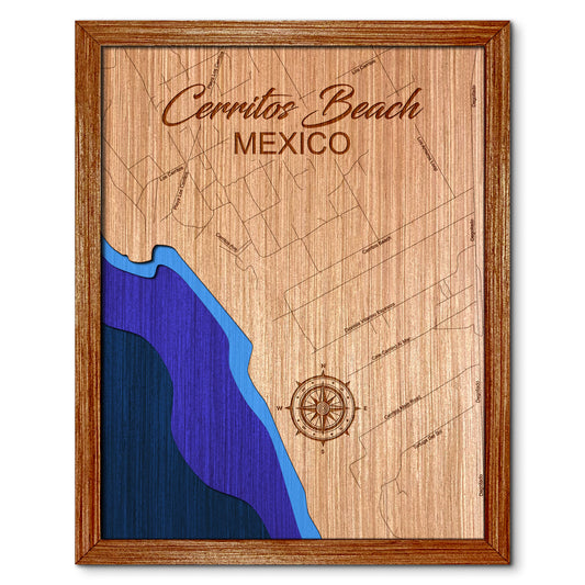 Cerritos Beach, Mexico Depth Map - Any Lake, Pond, or Reservoir, Home Decor, Wall Art, Wall Decor