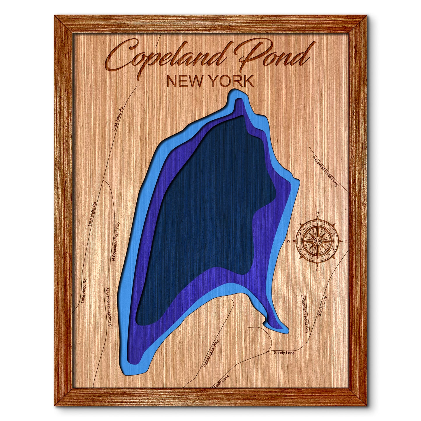 Copeland Pond in Fort Ann, New York Depth Map - Any Lake, Pond, or Reservoir - Unique Home Decor, Wall Art