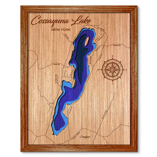 Cossayuna Lake , New York Depth Map - Any Lake, Pond, or Reservoir, Home Decor, Wall Art, wall decor