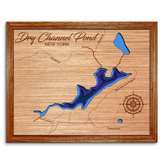Dry Channel Pond, New York Depth Map - Any Lake, Pond, or Reservoir, Home Decor, Wall Art, wall decor