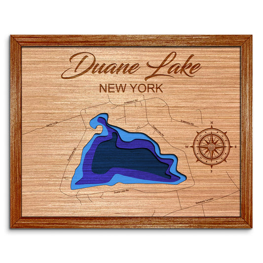 Duane Lake, New York Depth Map - Any Lake, Pond, or Reservoir, Home Decor, Wall Art, Wall decor