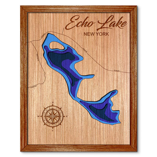 Echo Lake in Boonville, New York Depth Map - Any Lake, Pond, or Reservoir, Home Decor, Wall Art, wall decor