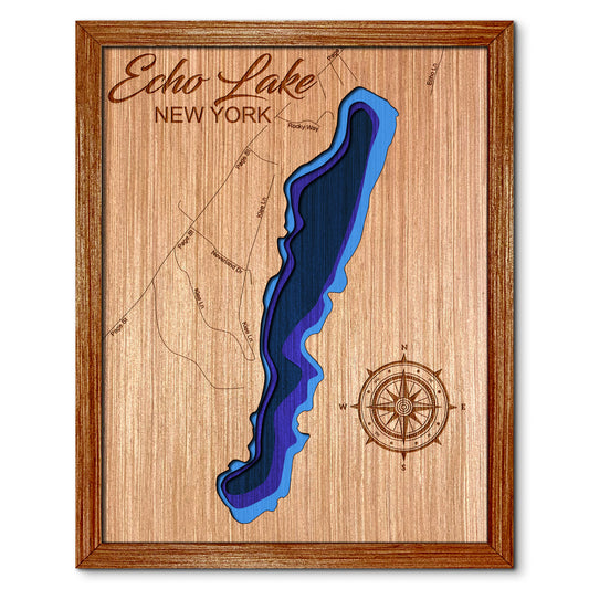 Echo Lake(Speculator), New York Depth Map - Any Lake, Pond, or Reservoir, Home Decor, Wall Art, Wall Decor