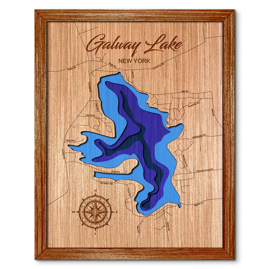 Galway Lake, New York Depth Map - Any Lake, Pond, or Reservoir, Home Decor, Wall Art, wall decor