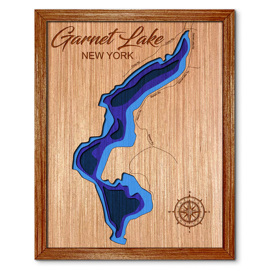 Garnet Lake, New York Depth Map - Any Lake, Pond, or Reservoir, Home Decor, Wall Art, Wall Decor