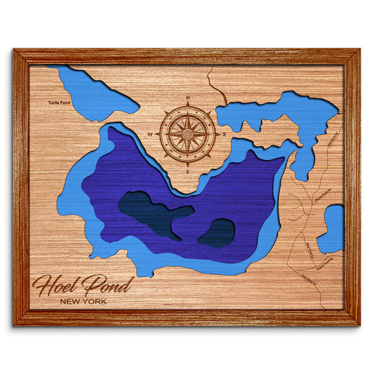 Hoel Pond, New York Depth Map - Any Lake, Pond, or Reservoir - Unique Home Decor, Wall Art