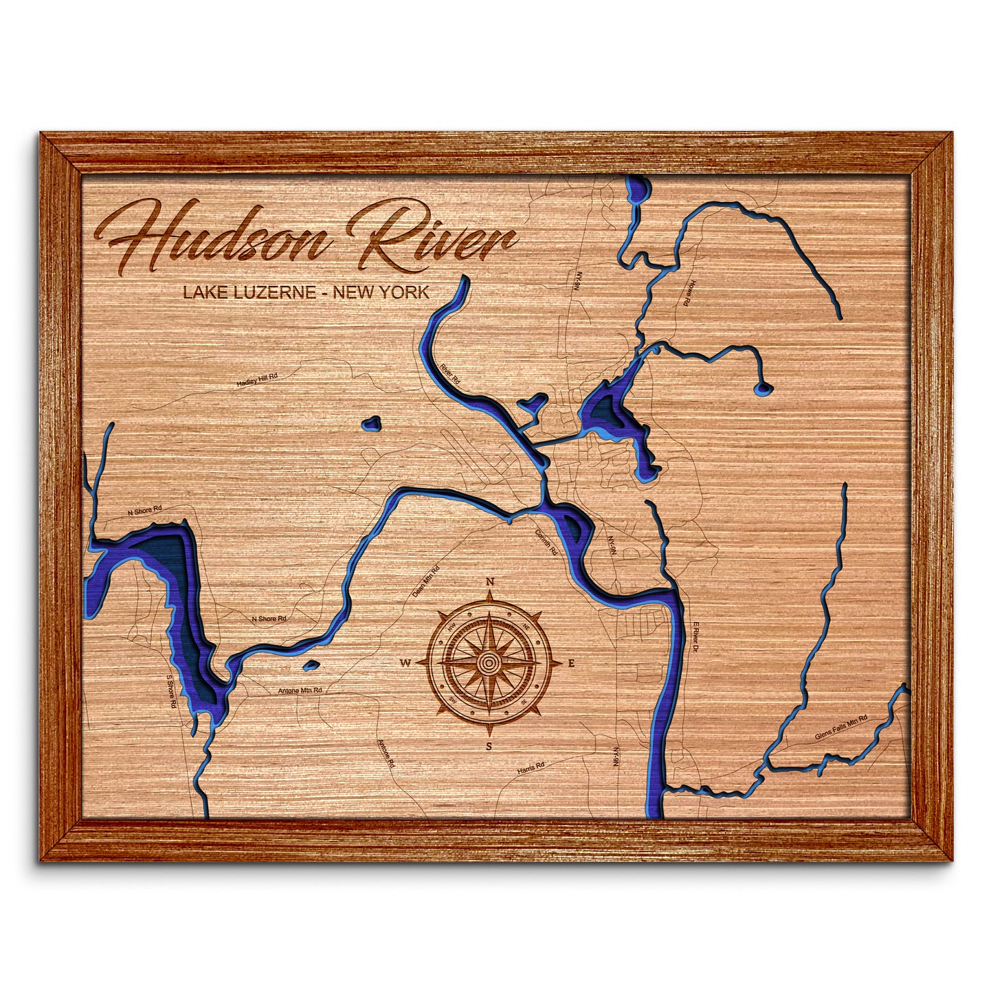 Hudson River in Lake Luzerne New York  Depth Map - Any Lake, Pond, or Reservoir - Unique Home Decor, Wall Art