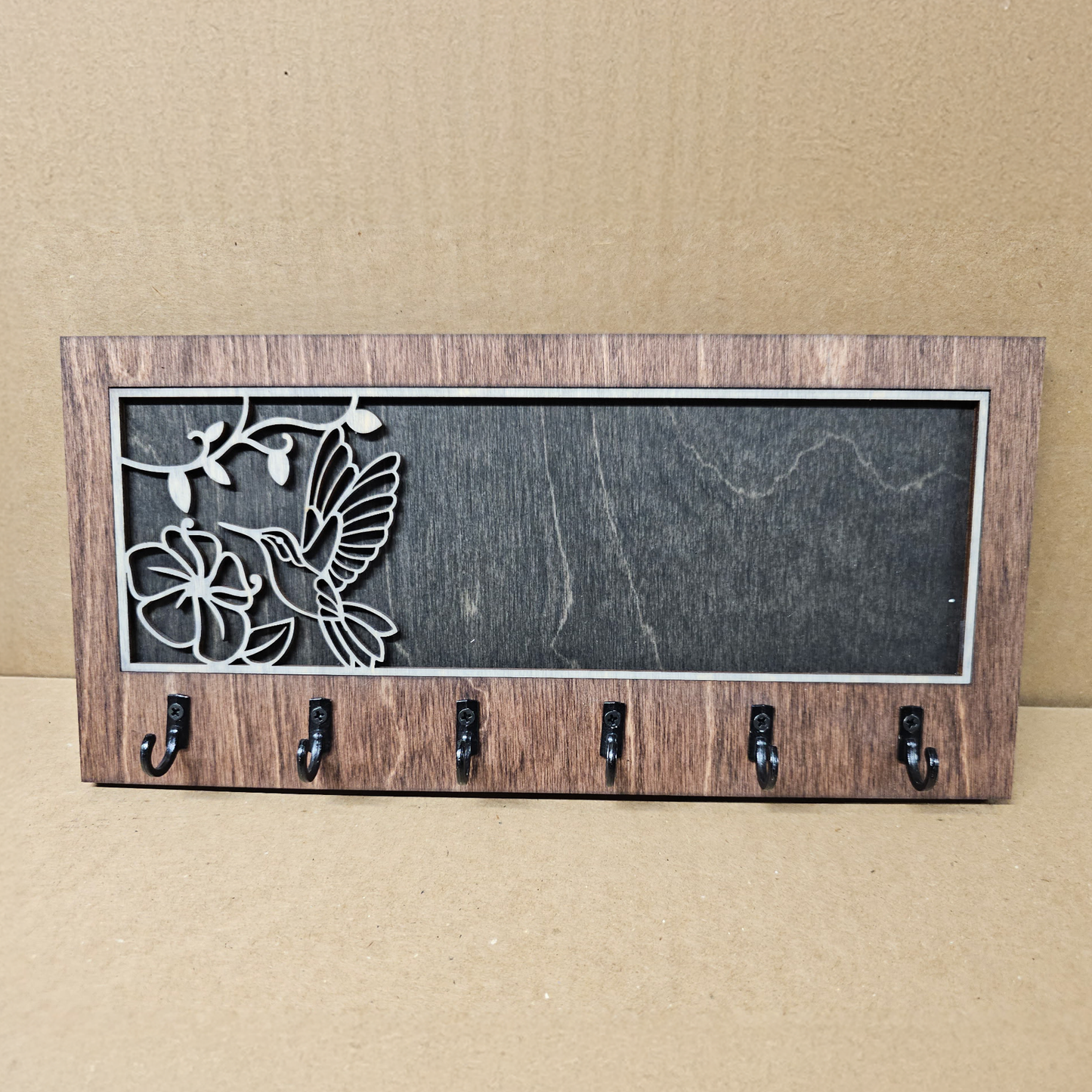 Hummingbird Wooden Key Holder/Hanger – Laser Cut Wildlife Wall Organizer for Cabin or Lodge Decor