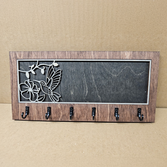 Hummingbird Wooden Key Holder/Hanger – Laser Cut Wildlife Wall Organizer for Cabin or Lodge Decor