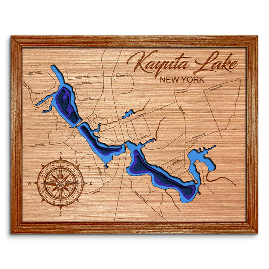Kayuta Lake, New York Depth Map - Any Lake, Pond, or Reservoir, Home Decor, Wall Art, Wall decor