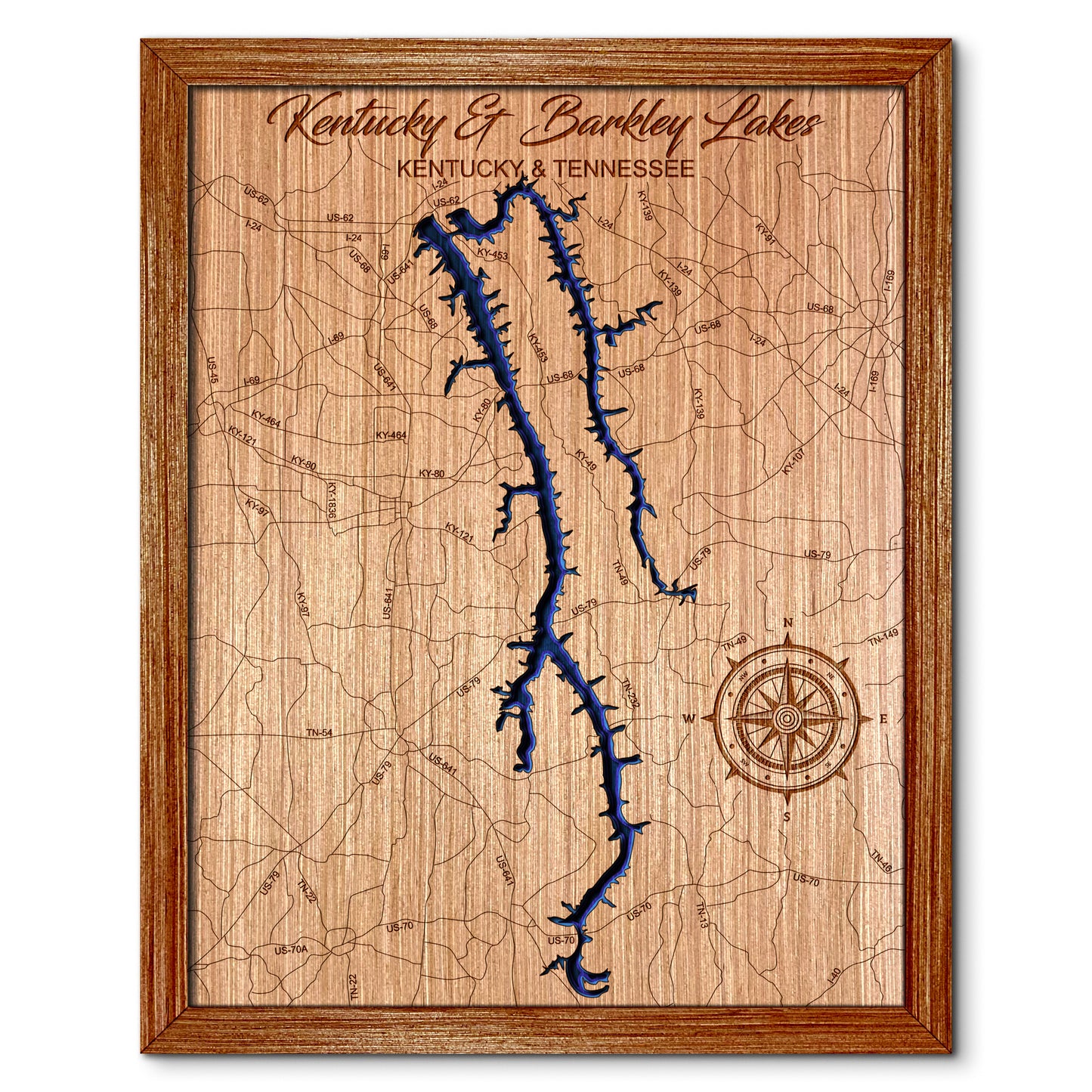 Kentucky & Barkley Lakes, Kentucky Depth Map - Any Lake, Pond, or Reservoir - Unique Home Decor, Wall Art