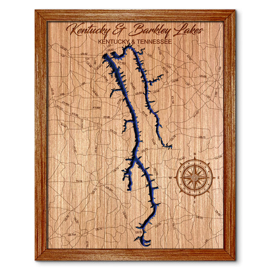 Kentucky & Barkley Lakes, Kentucky Depth Map - Any Lake, Pond, or Reservoir - Unique Home Decor, Wall Art