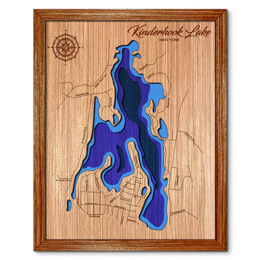 Kinderhook Lake, New York Depth Map - Any Lake, Pond, or Reservoir, Home Decor, Wall Art, Wall decor