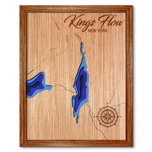 Kings Flow, New York Depth Map - Any Lake, Pond, or Reservoir, Home Decor, Wall Art, Wall decor