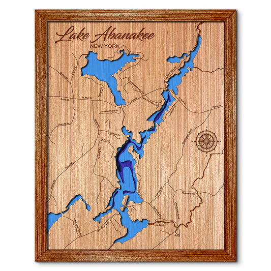 Lake Abanakee, New York Depth Map - Any Lake, Pond, or Reservoir, Home Decor, Wall Art, Wall Decor